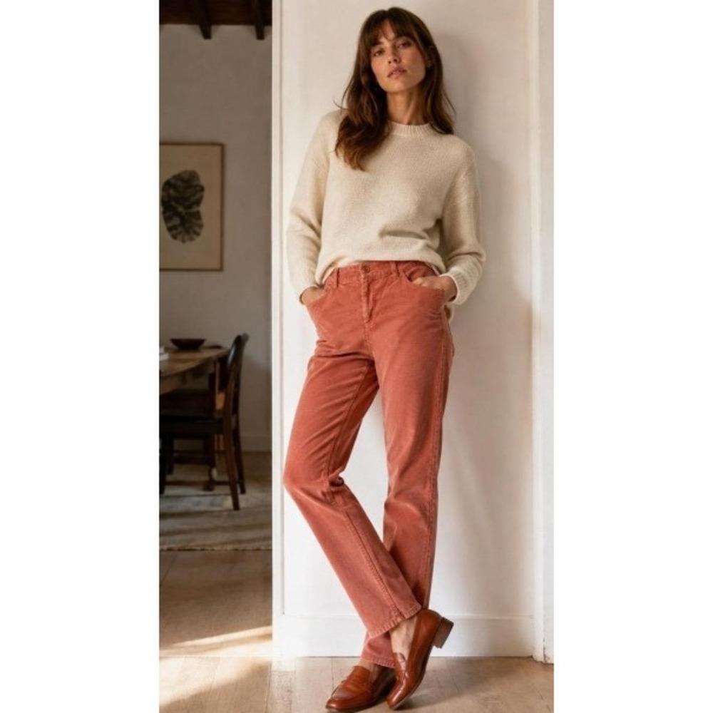 (CL) Talbots Signature 16 Corduroy Pants Terracotta Coral Straight Leg Stretch